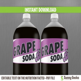 Up Grape Soda 2 Liter Birthday Bottle Label